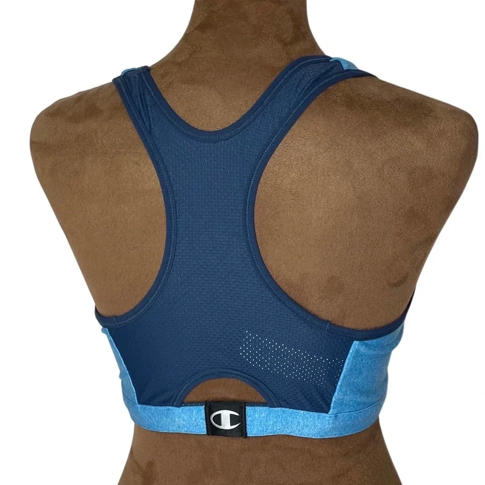 Champion Womens Blue Heather Mesh‎ Racerback Sports Bra Size Small Breathable